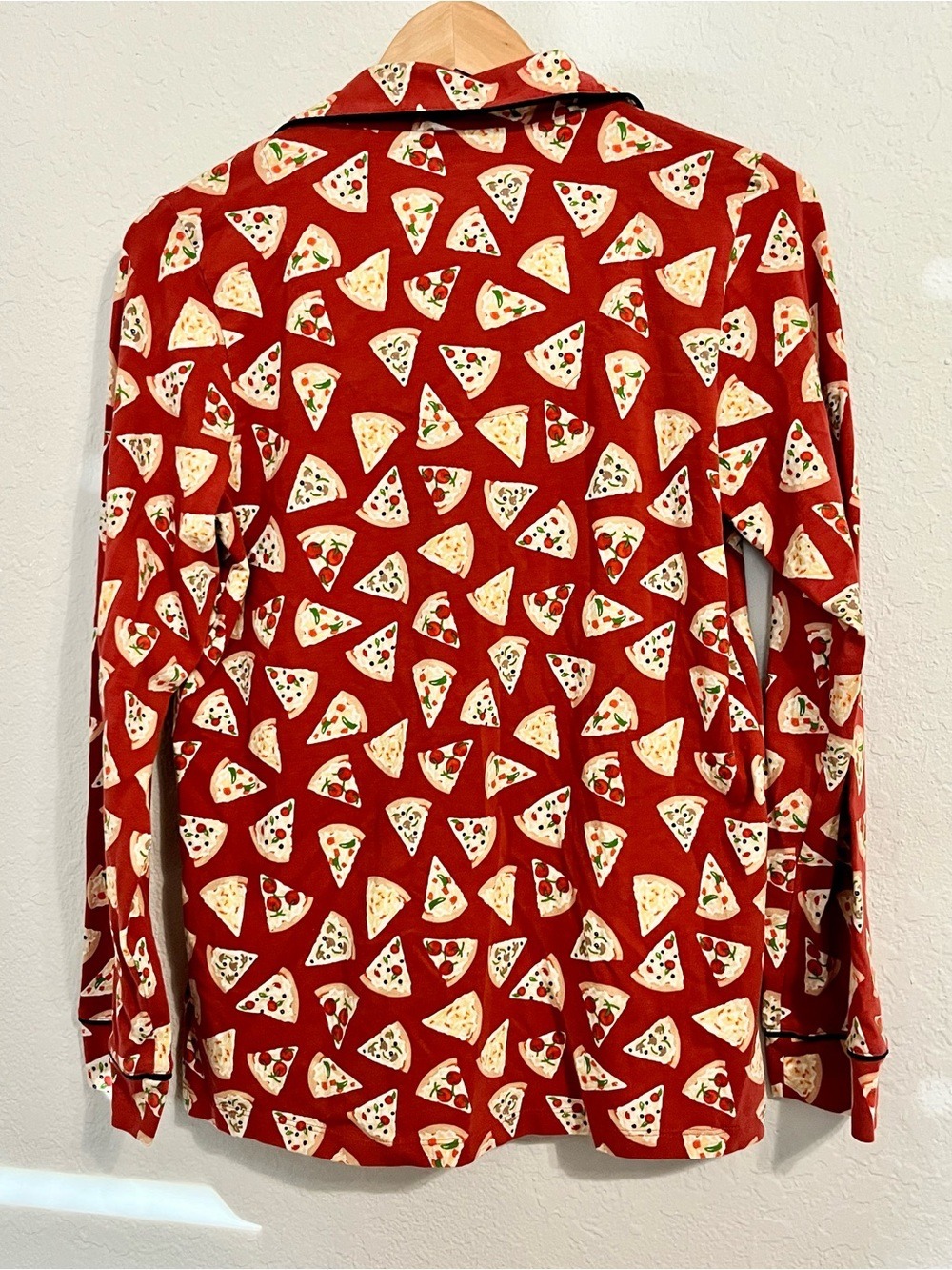 BedHead Pizza Party Organic Cotton Pizza Print Pajama Top XS Button Front PJ Top - Picture 6 of 7